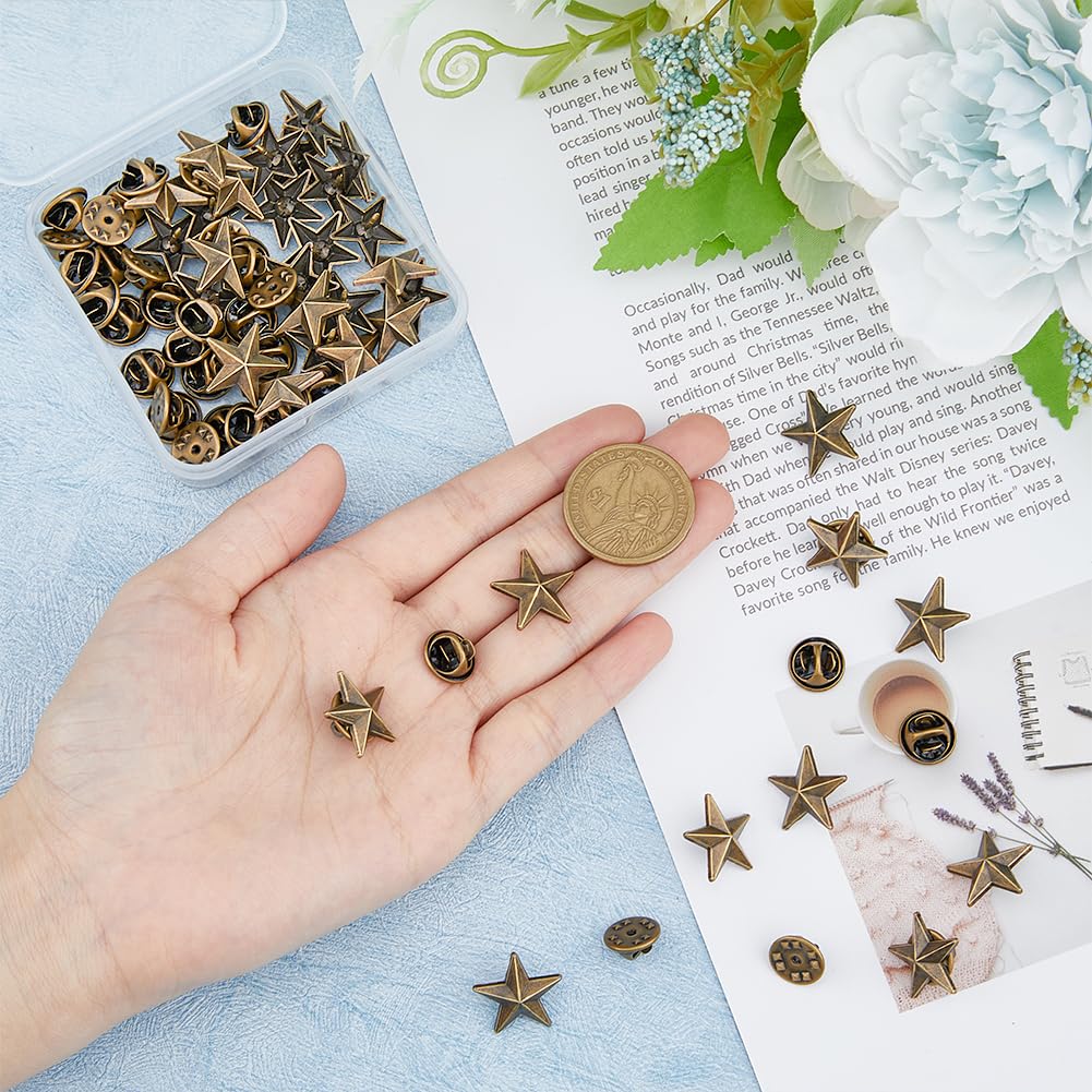 SUPERFINDINGS 24 Pz Spilla In Lega Di Stelle Del Memorial Day Di Luglio - Spilla Da Bavero In Bronzo Antico - Distintivi Con Stella A 5 Punti Per Premi Militari