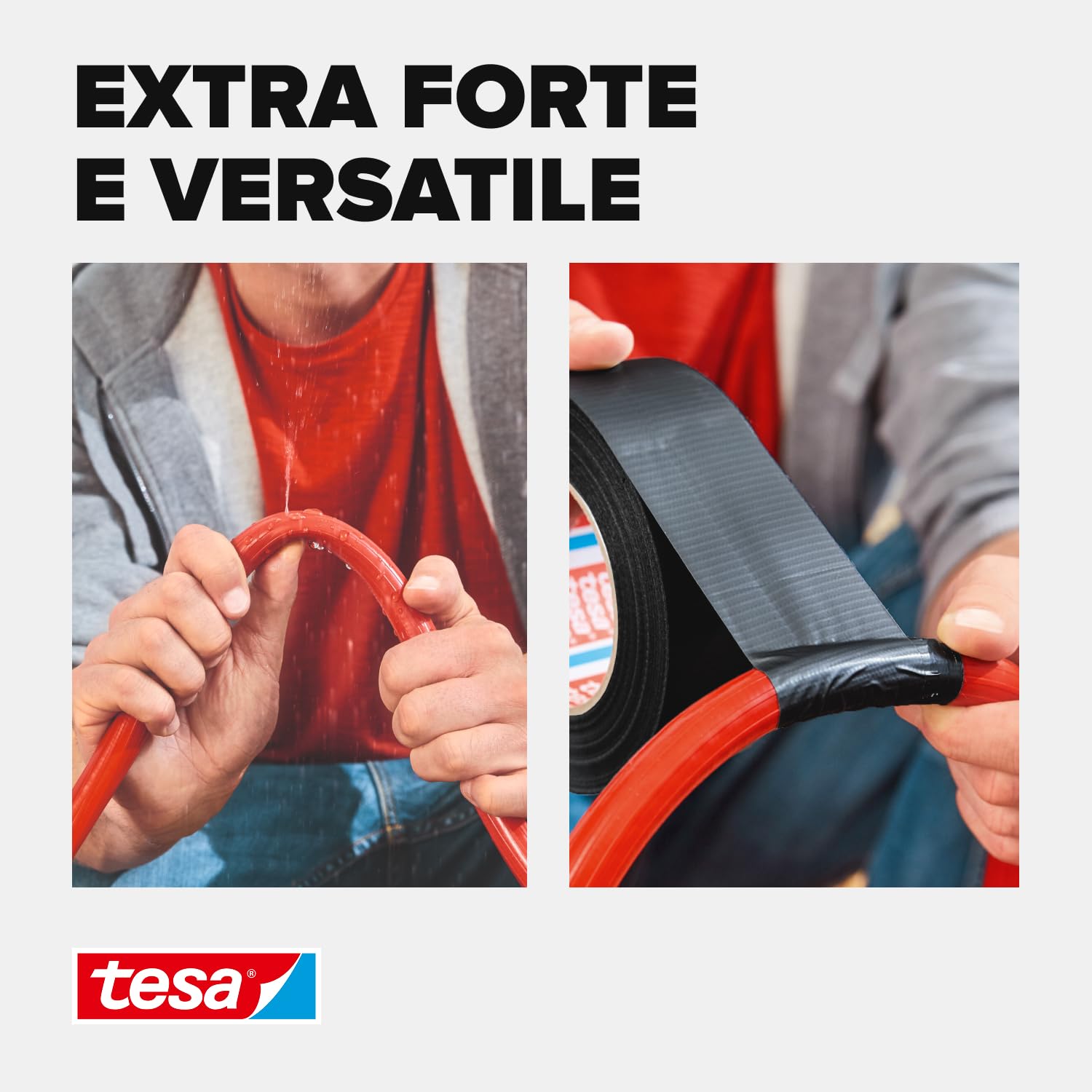tesa extra Power Universal Duct Tape - Nastro Adesivo a Tenuta Extraforte - Nastro Versatile per Riparare, Fissare, Sigillare e molti altri Usi - Nero - 1 Rotolo - 25 m x 50 mm