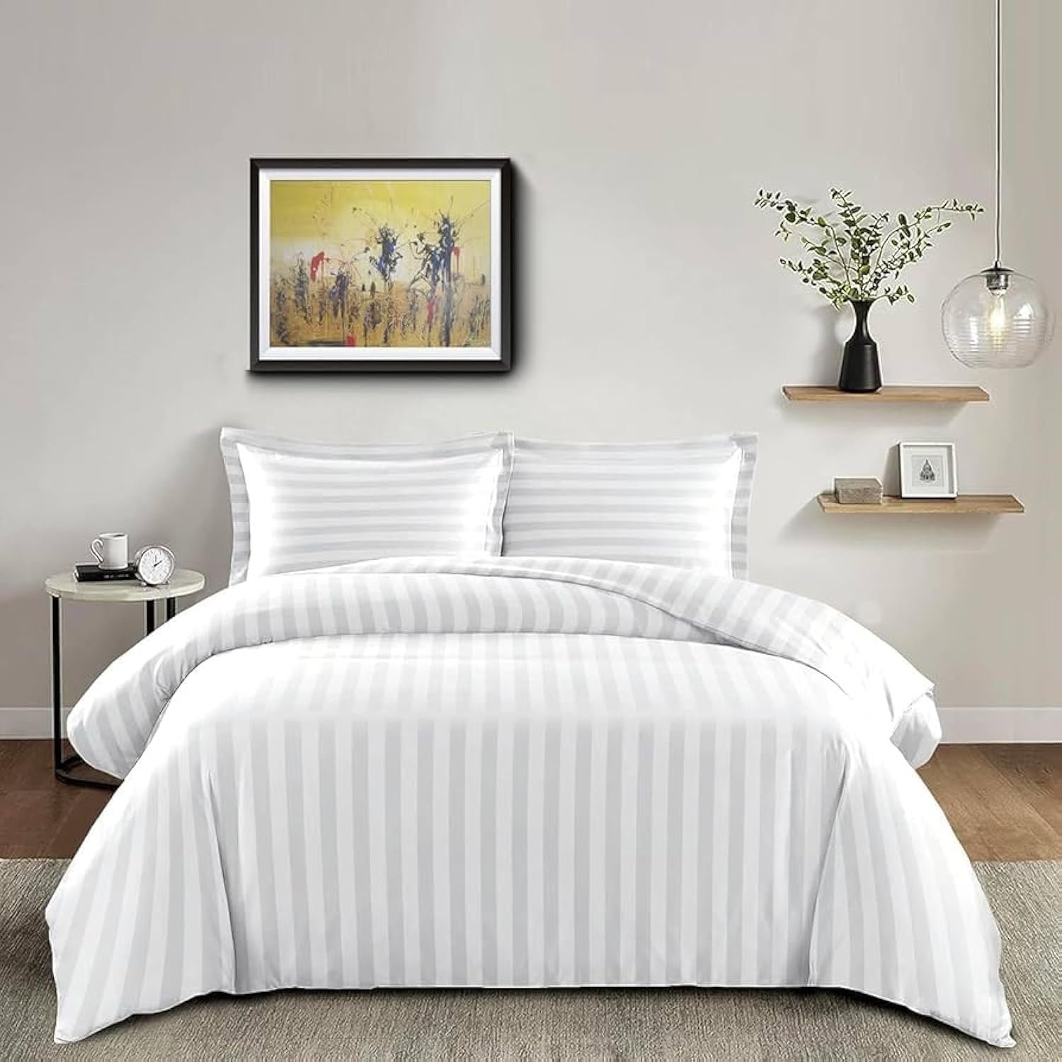 Smart Choice Duvet Covers Set | Single Size 4 pcs | White 1 Duvet Cover 160x220cm (Without Filling) +1 Fitted Bed Sheet 120x200+25cm +2 Pillowcases 50x75cm, DCSS4