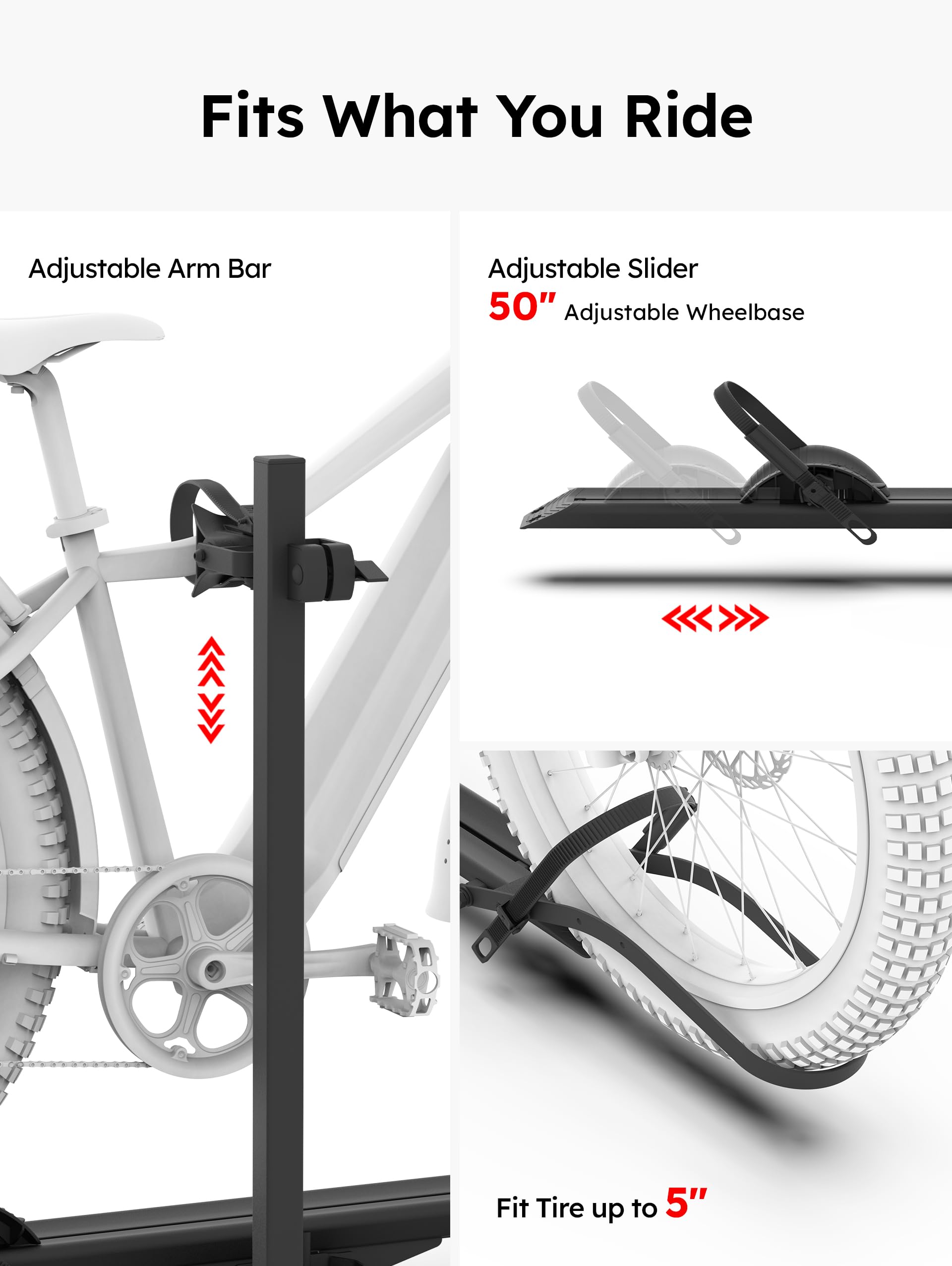 YOUNG ELECTRIC Portabicicletas EZ-FOLD de aluminio de 200 libras con rampa para coche, SUV, furgoneta, remolque RV