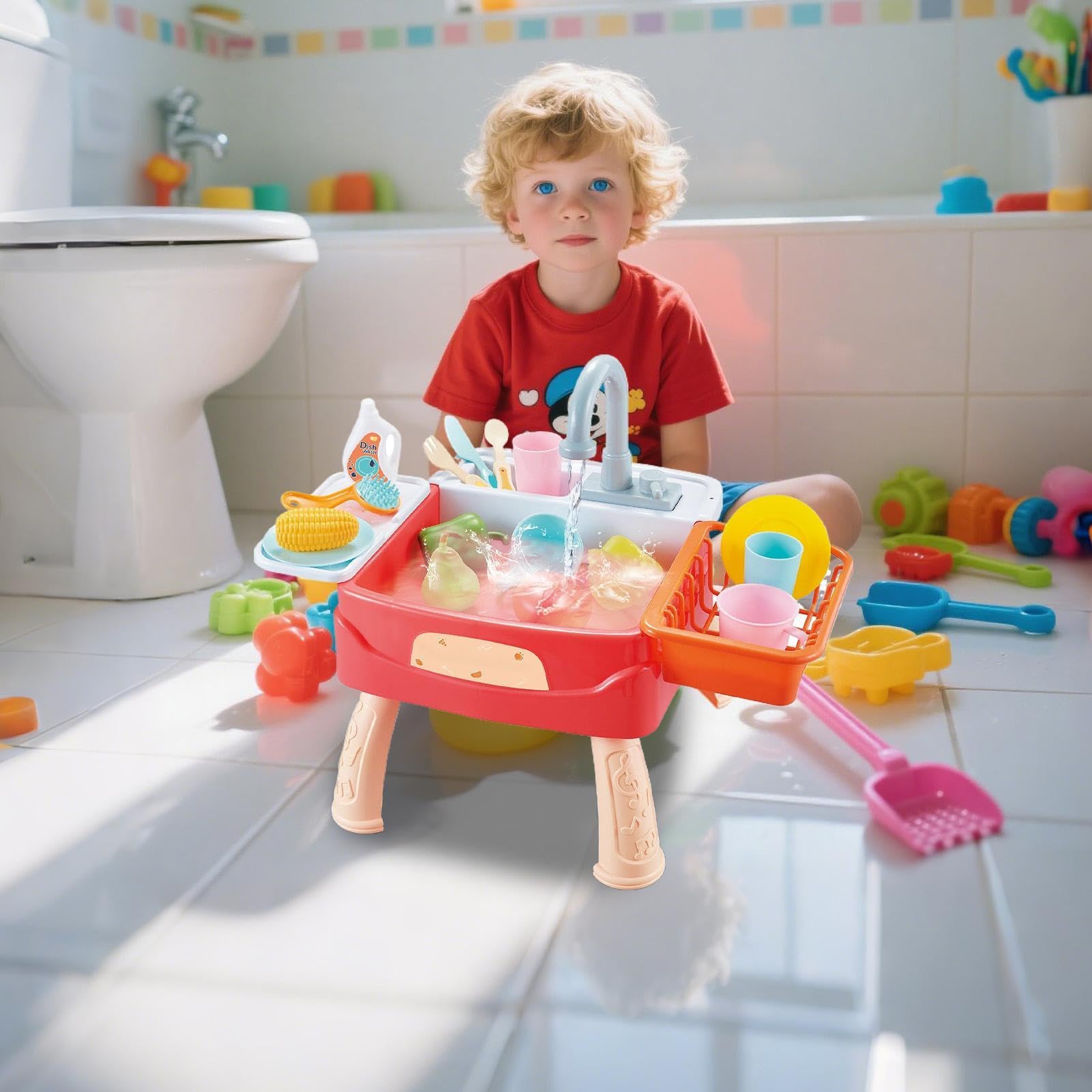 Giocattolo Cucina Simbolico Per Piccoli Con Lavello | Attività Educative Prescolari, Giocattoli di Ruolo e Finta per Sviluppo Sensoriale e Motricità Fine
