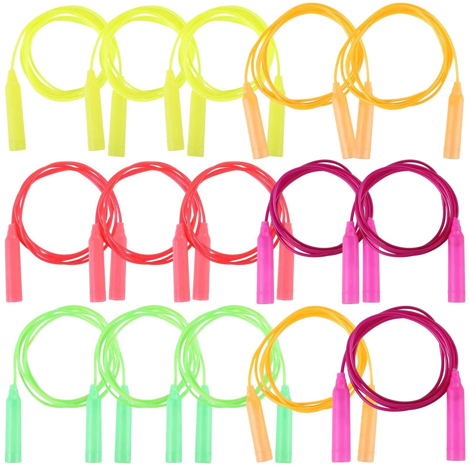 30-teiliges Springseil-Set, PVC-Springseile mit Kunststoffgriffen, verstellbare Länge, verschiedene helle Farben für Spaß