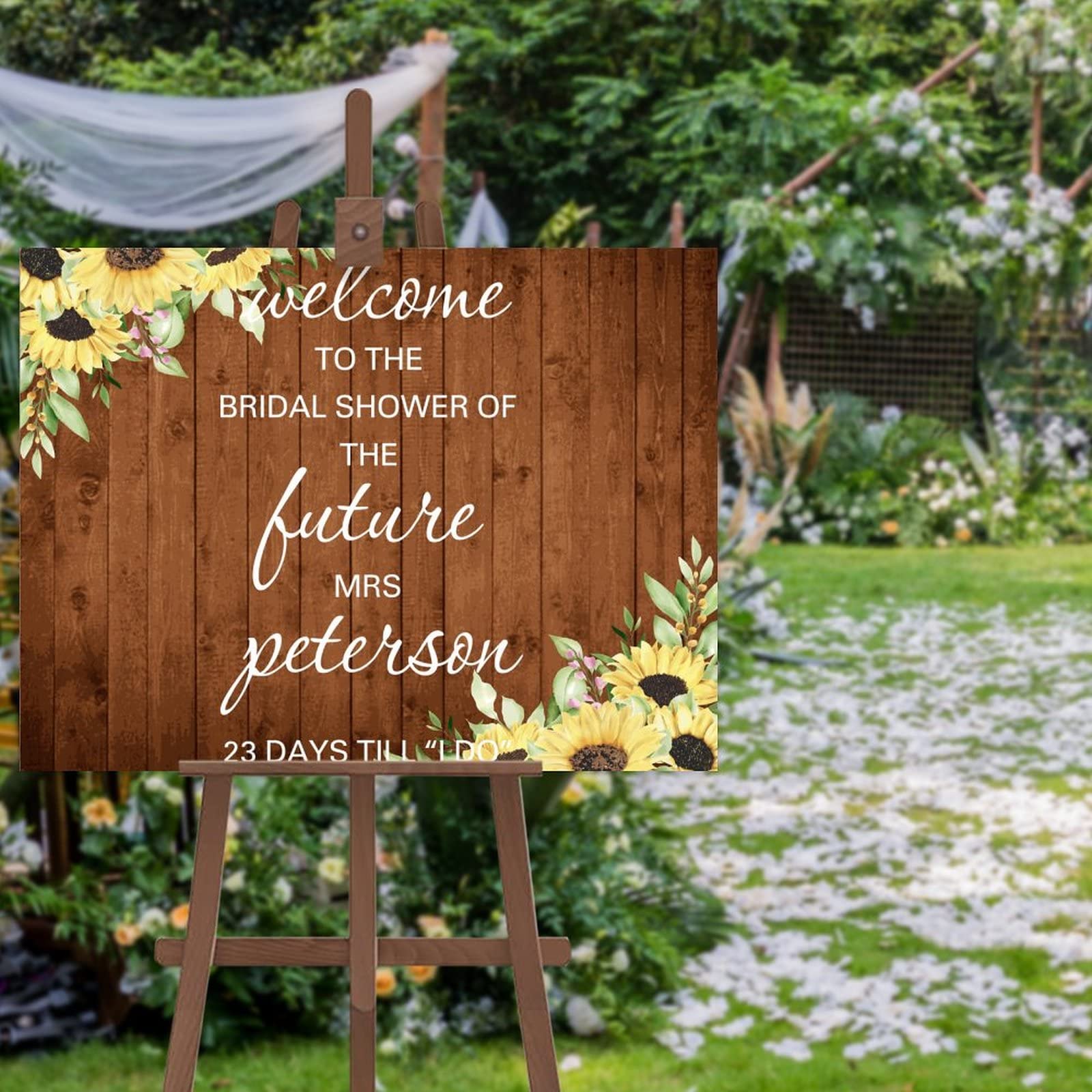 Cartel de bienvenida de boda con girasoles personalizado de 20x30