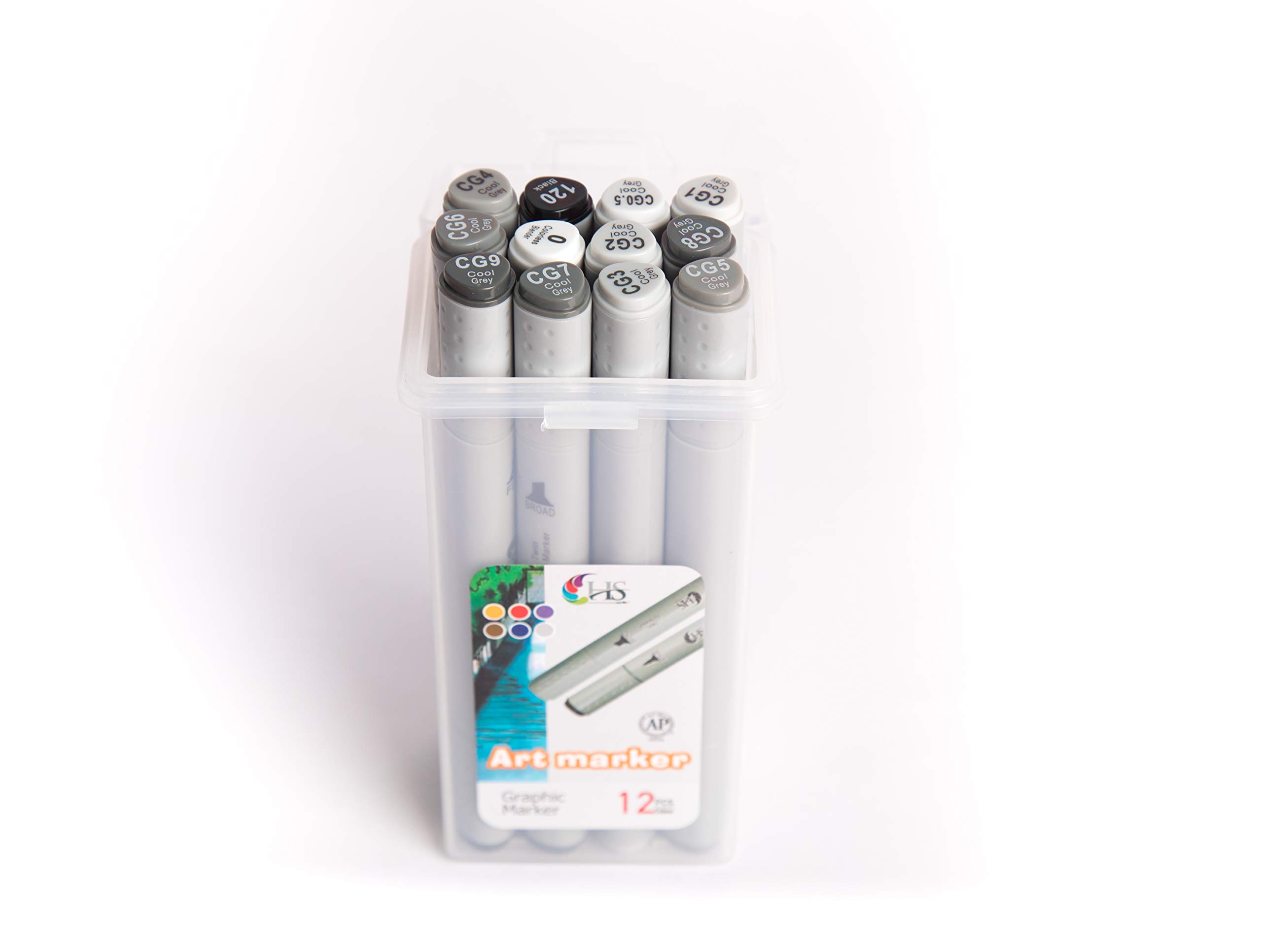 HS Tinge Alcohol Based TwinTip Markers Set (12CG)-image-7