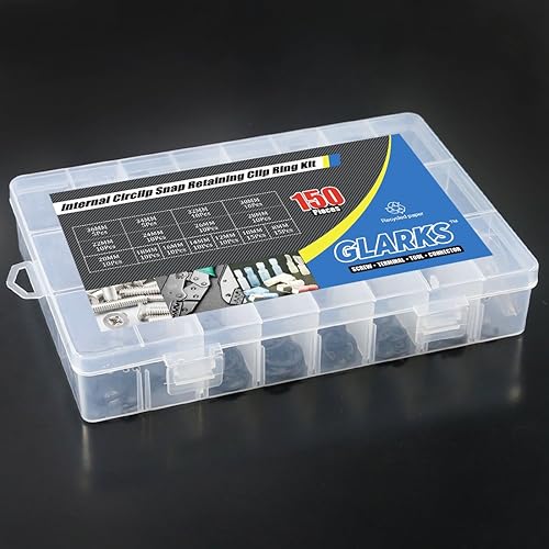 Miniatura 7 de Glarks Juego surtido de anillos de retención de 150 piezas de acero de aleación métrica de 15 tamaños