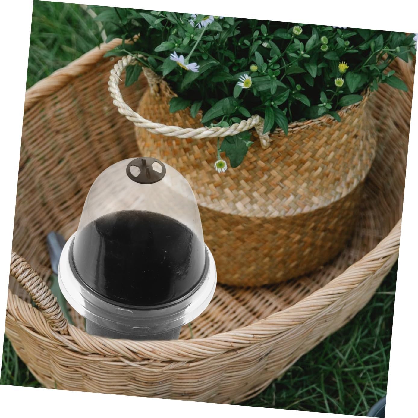 KESYOO Black High-Waisted Round Plastic Nursery Pots with Humidity Cover for Succulents and Flowers Sturdy Garden Planter with Drainage for Indoor and Outdoor Use