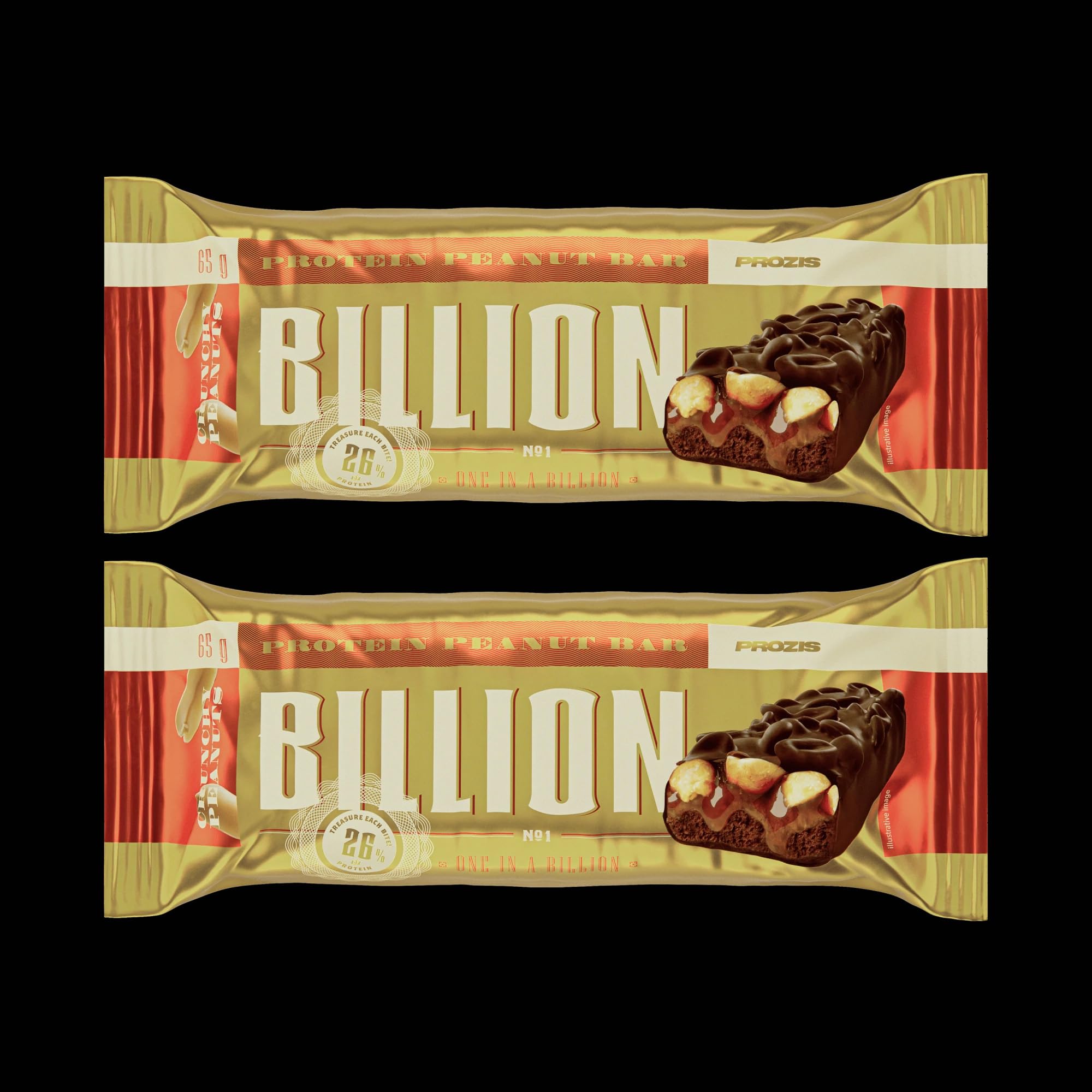 Prozis Billion Bar 9 x 65 gr - barrette proteiche a base di arachidi caramello cioccolato. (585 gr, arachidi cioccolato latte)