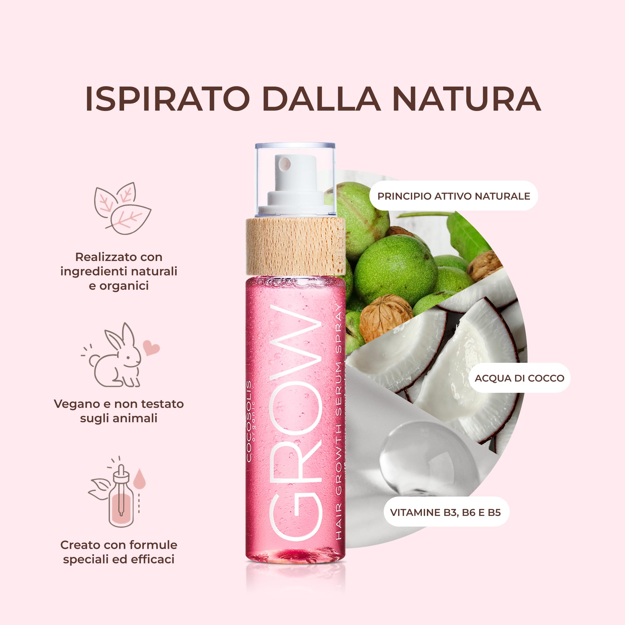 COCOSOLIS GROW Crescita Capelli Siero Spray - Crescita Capelli veloce Donna Оlio Capelli (110ml)