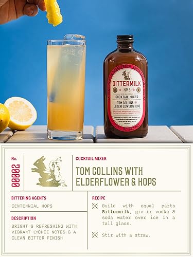 Miniatura 3 de Bittermilk No.2 Tom Collins Mix con flor de saúco y lúpulo - Mezclador de bebidas Tom Collins - Mezclador de cóctel hecho a mano totalmente natural