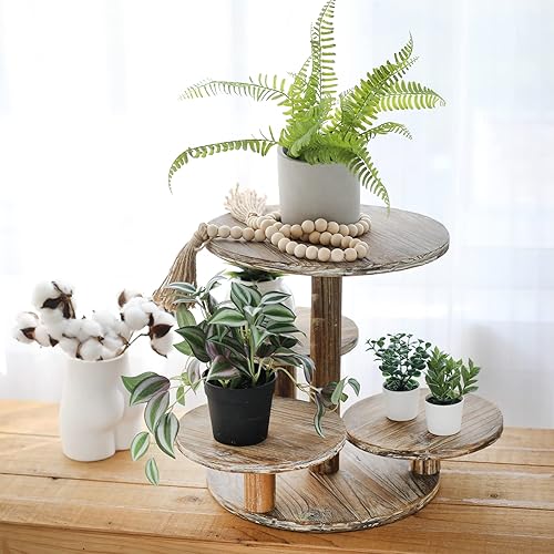 Miniatura 2 de SwallowLiving Soporte de madera para cupcakes de 3 niveles, rústico, encalado, escalonado, elevador de exhibición de cupcakes, semicírculo, blanco,