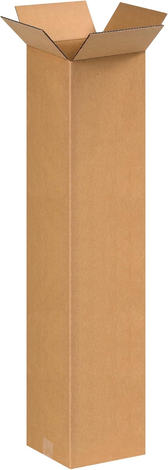 PARTNERS BRAND 8x8x36 Tall Corrugated Boxes, Tall, 8L x 8W x 36H, Pack of 25 | Shipping, Packaging, Moving, Storage Box for Home or Business, Strong Wholesale Bulk Boxes