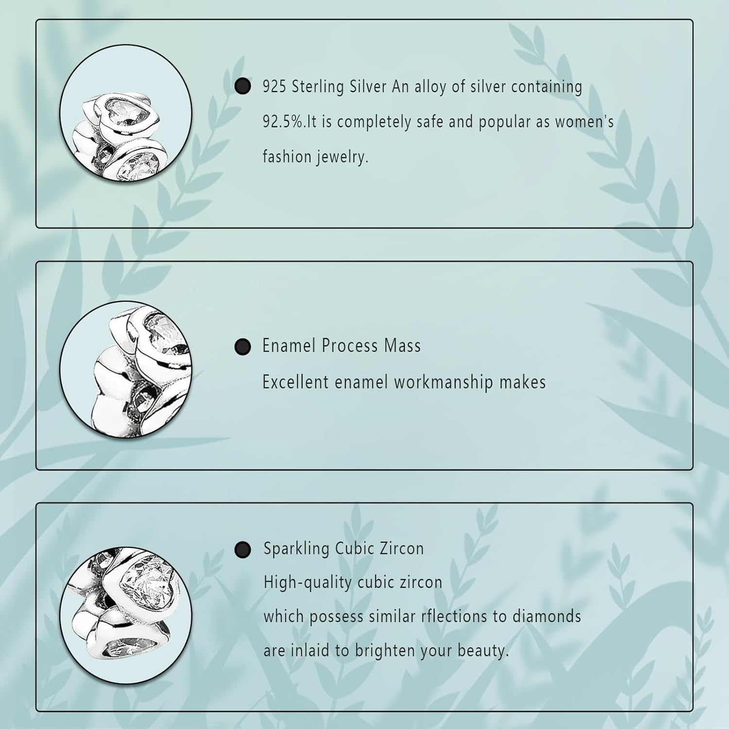 Doyafer 925 Sterling Silver Charms Silver Heart Silicone Spacer Beads Set For Women'S Charms Bracelets 2 Per Pack - Image 3