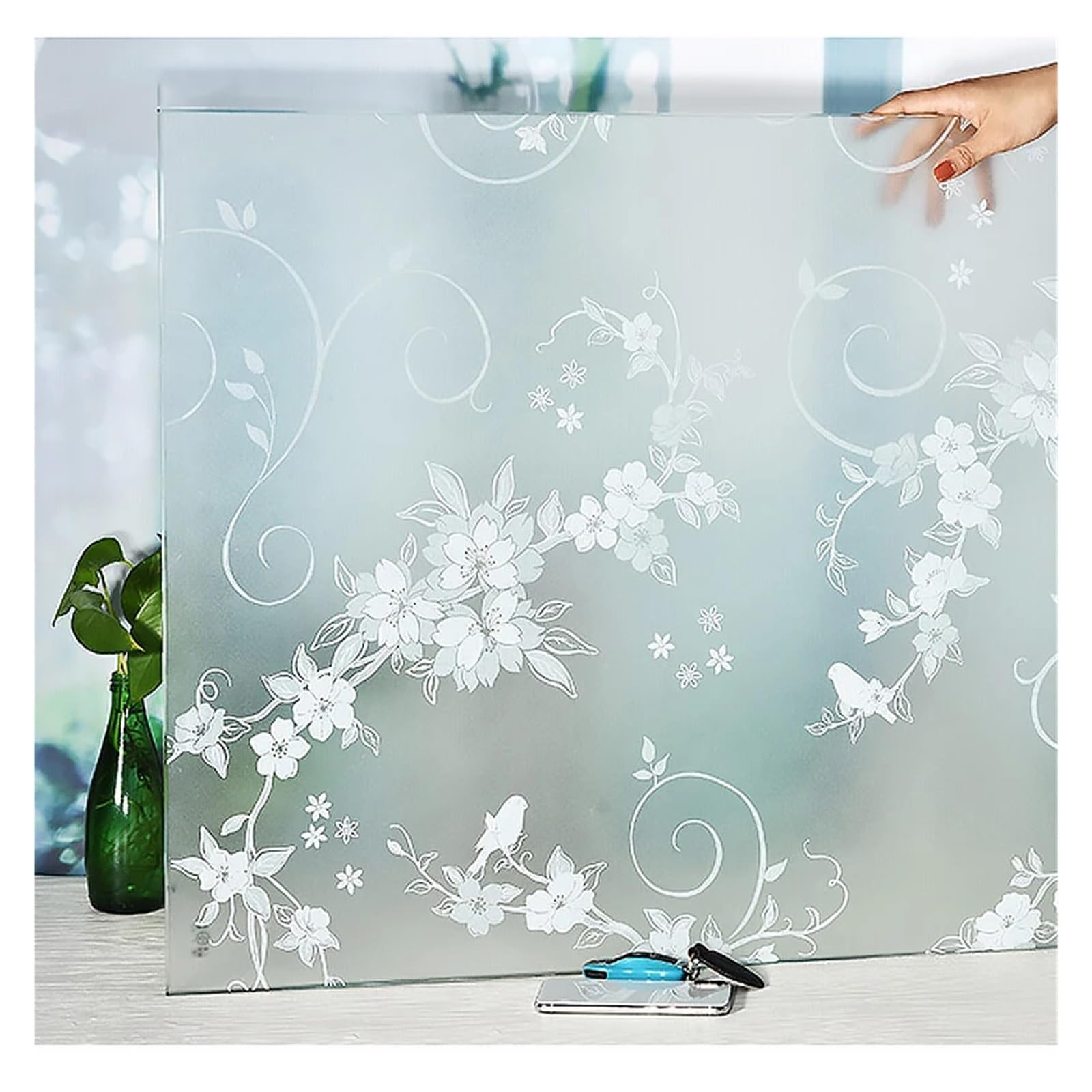 Glass Windows Privacy Film Frosted Static Cling Privacy Film, Decorative Opaque Glass Sticker, 30-55x100-500 cm(A,55X100 CM)