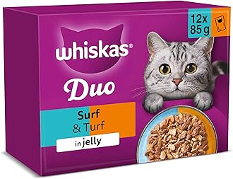 Tasty Duo 1+ Surf and Turf in Jelly 48 x 85 g Pouches, Adult Cat Food, Pack of 4 (12 x 85 g)