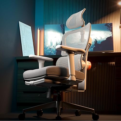 Miniatura 7 de Newtral Silla de oficina ergonómica con soporte lumbar de seguimiento automático, reclinable de 136°, silla de escritorio para computadora