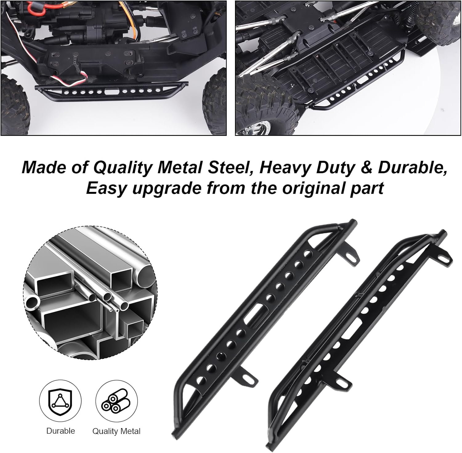 Hobbypark Metal Side Pedal Step Running Boards Foot-Plate for 1/10 Scale RC Crawler Car Axial SCX10 III AXI03007 Hop-ups Upgrade Parts