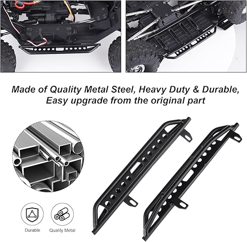 Miniatura 3 de Hobbypark Estribos de pedal lateral de metal placa de pie para escala 1/10 RC Crawler Car Axial SCX10 III AXI03007 Hop-ups Piezas de actualización