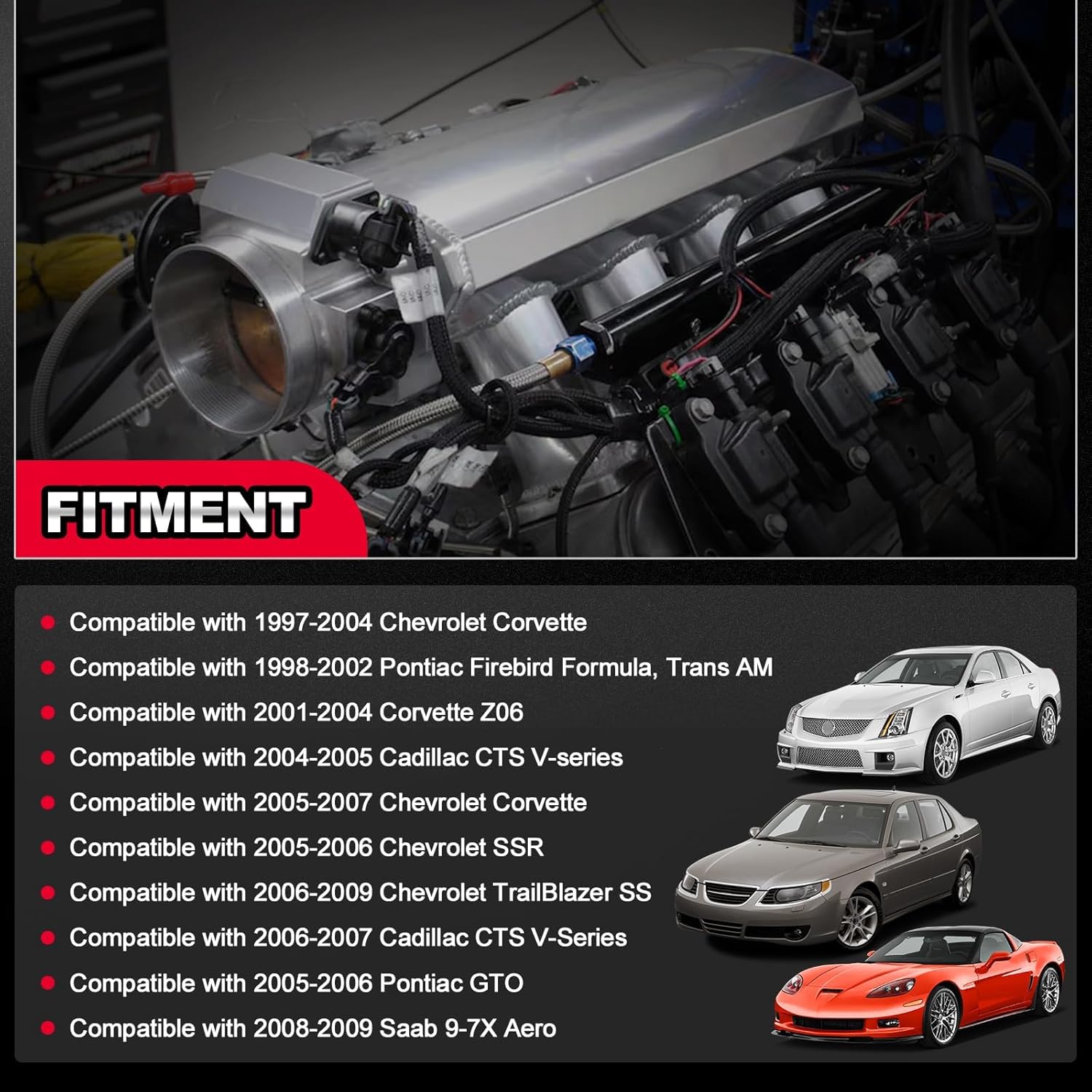 92MM Intake Manifold Sheet Metal Fabricated EFI with Fuel Rails and Throttle Body & Throttle Position Sensors TPS IAC Compatible with Chevrolet GMC Pontiac LS LS1 LS2 LS6 Silver