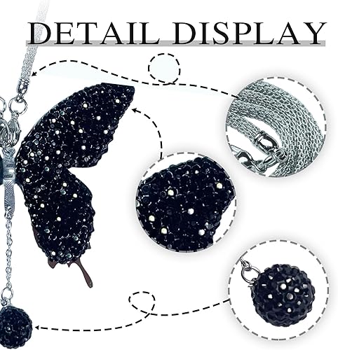 Miniatura 3 de Accesorios de automóvil con diamantes de mariposa brillantes, dijes de cristal para espejo retrovisor de automóvil para mujer, cubiertas universales