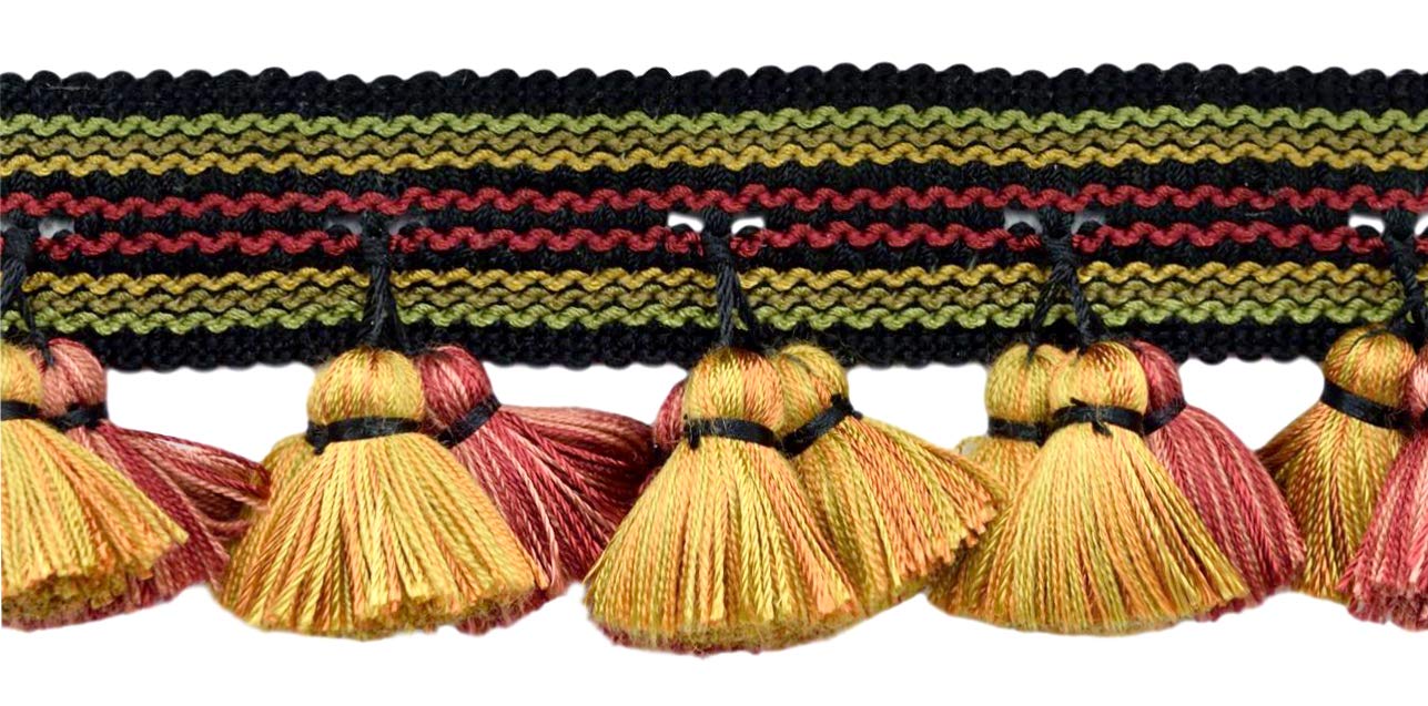 Frange à glands noir cerise TFAR025 de 16,5m pour mercerie et passementerie couture