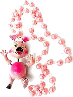 Bobble Head Pig Bead Necklace New Orleans Mardi Gras Cajun Carnival Favor Festival