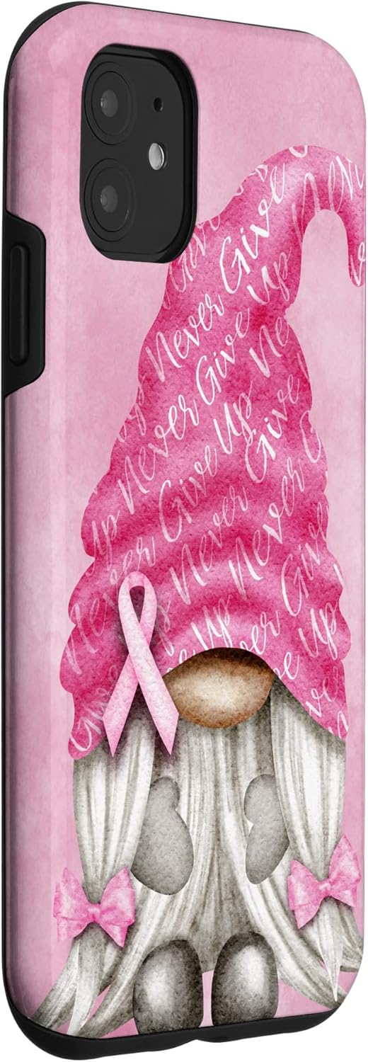 Pink Cancer Support With Gnome For Breast Cancer Awareness Case for iPhone 11