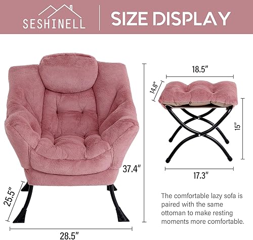 Miniatura 3 de Silla perezosa con otomana, moderna silla de acento contemporánea, sofá de ocio con reposabrazos, silla de lectura y reposapiés plegable para sala