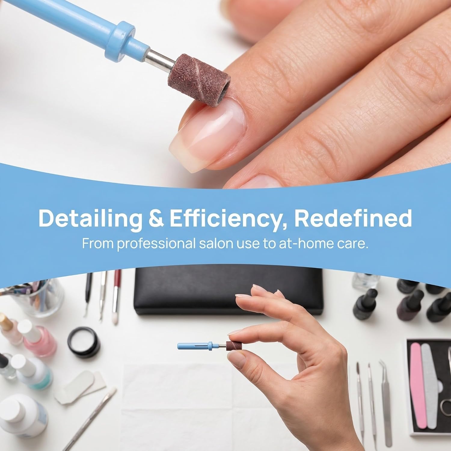Outanaya Fine Sanding Band Nail Drill Bit with 3.1mm Mandrel for Precise Dead Skin Removal and Effortless Band Replacement, Metal and Plastic Construction for Feet Care and Nail Art