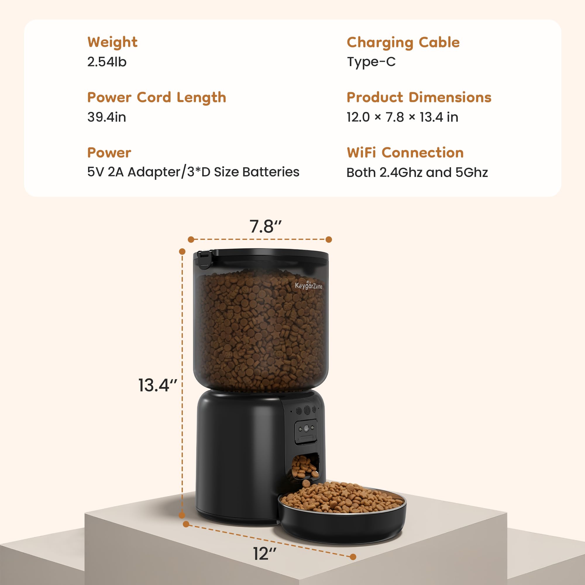 Automatic Cat Feeder, Adjustable 1080p Camera, 5G WiFi & App Control Cat Food Dispenser, Automatic Feeder Cat Dry Food with Dual Power & Voice Recording, Smart Automatic Dog Feeder Portion Control - image 7