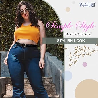 WERFORU Plus Size Belt for Women Leather Belt with Metal Buckle Ladies Casual Belt for Jeans Pants