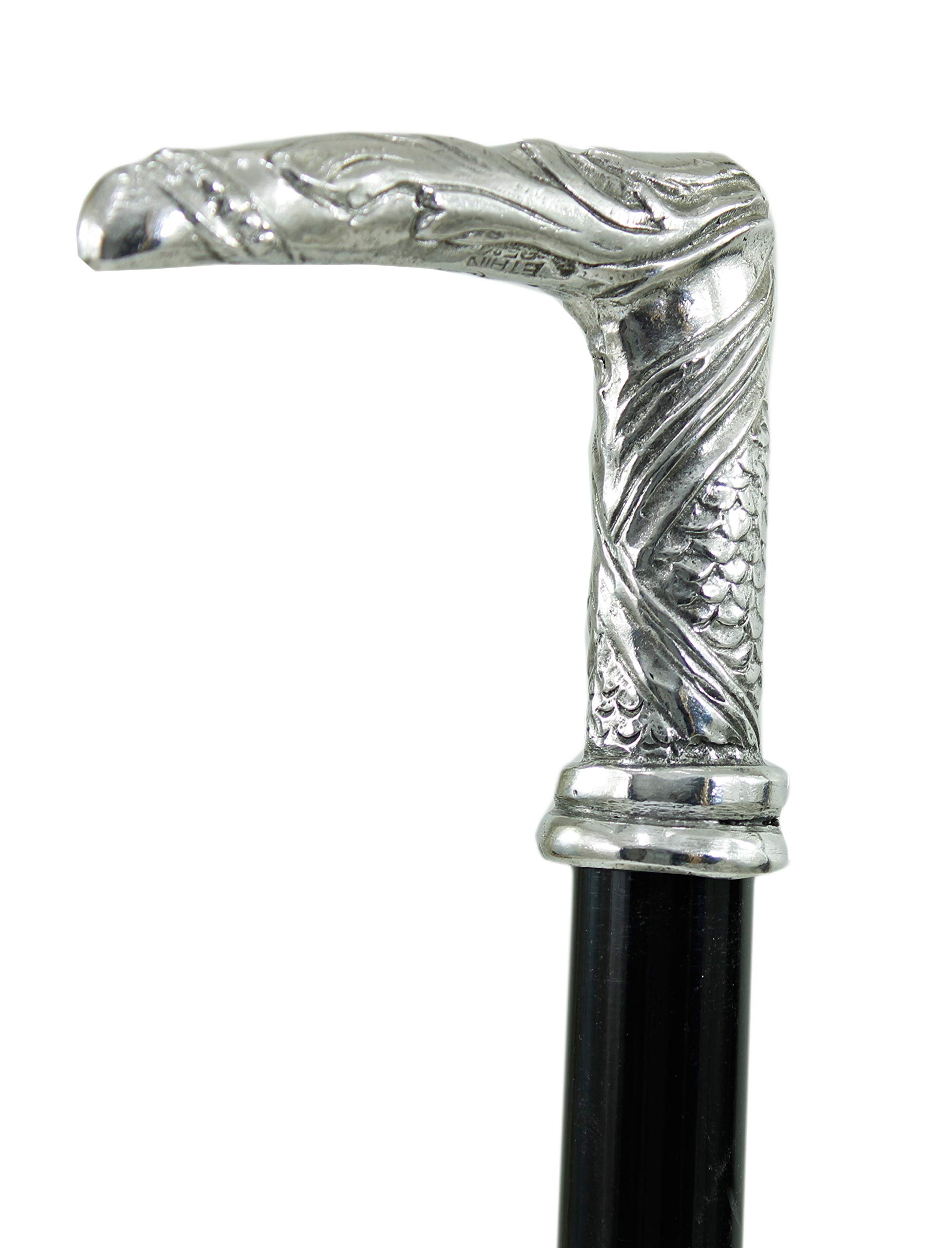 Bastón Paseo Liberty peltre color plata madera antigua clásica elegante personalizable caballetes nuestra producción