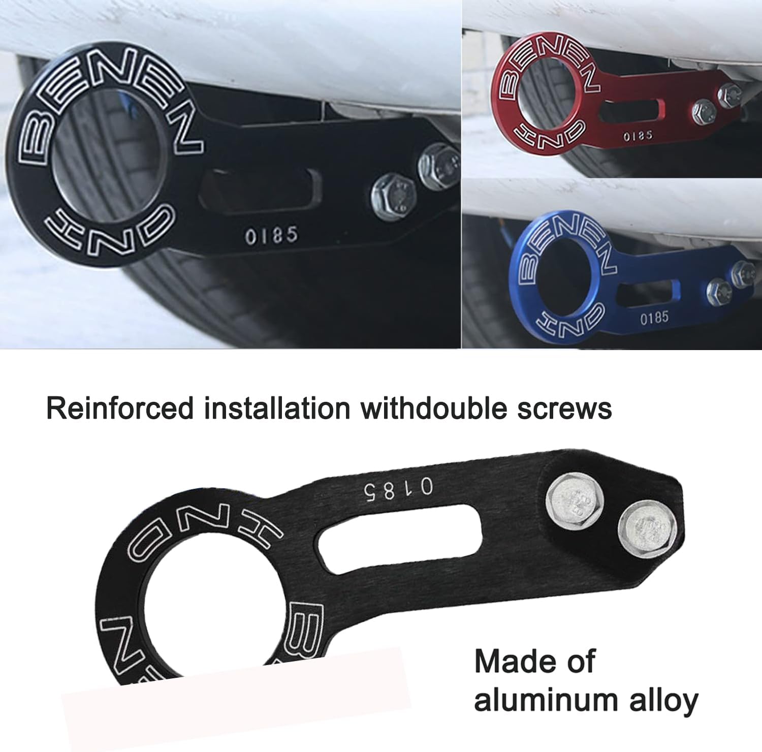 Rear Tow Hook Bumper Pintle Hook Pintle Hitches Receiver Hook Quick Release Bumper Tow Strap Tow Hook Multi-Functional Connection Accessory Compatible with Most Cars(Black)
