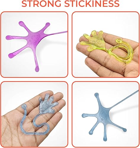 Miniatura 5 de 40 manos adhesivas, divertidas y elásticas con purpurina para niños, juguete sensorial en 5 colores surtidos, juguetes de mano adhesivos para