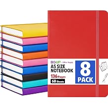 8 Pack Lined Journal Notebook for Work, A5 Hardcover 5.5" x 8.3", 8 Colors 136 Pages Medium College Ruled Notebook Bulk, for Writing, Note Taking, Business Work School Home