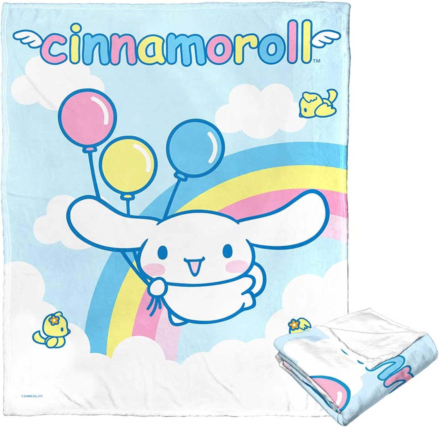 Northwest Sanrio Cinnamoroll, Rainbow Clouds, Silk Touch Throw 50 x 60 Inches