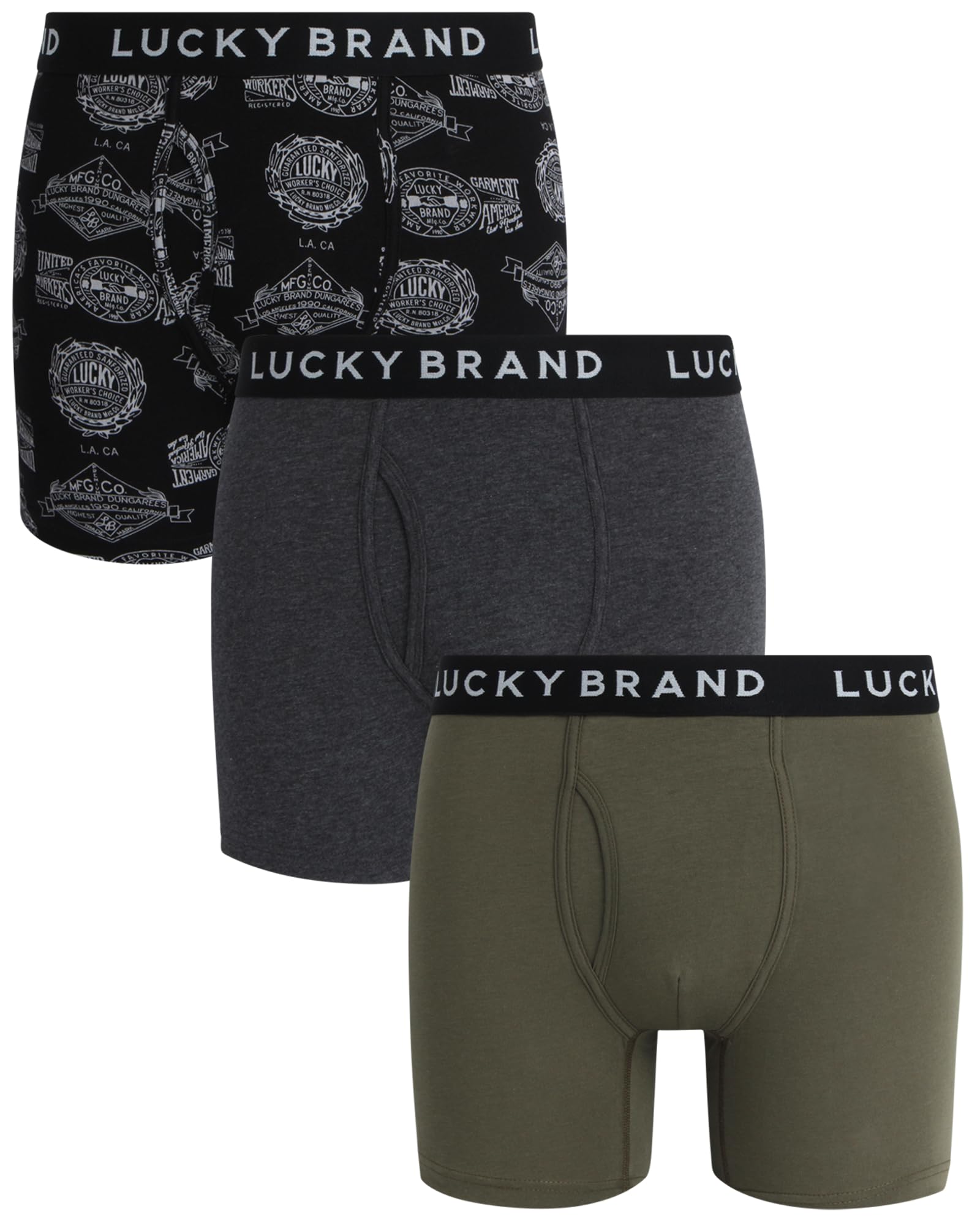 Lucky BrandMen's Boxer Briefs – 3 Pack Soft Stretch Boxers for Men with Contour Pouch - Casual Mens Underwear Boxers (S-XXL)