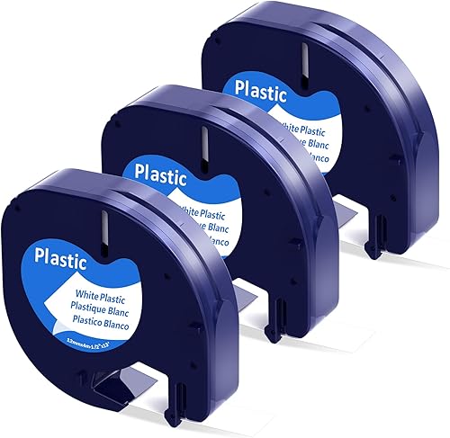 Miniatura 18 de Paquete de 2 recambios compatibles con Dymo Label Maker LT-100H LT-100T, compatible con Dymo 91331 cinta de etiquetas de plástico blanco de 0.472 in