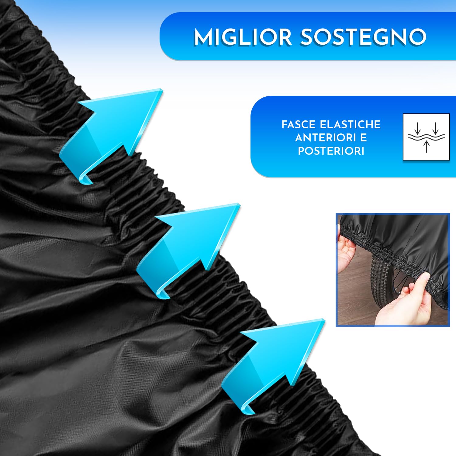 Copri bicicletta da esterno impermeabile Materiale PEVA 240 x 140 cm Protegge da sole pioggia polvere Nero