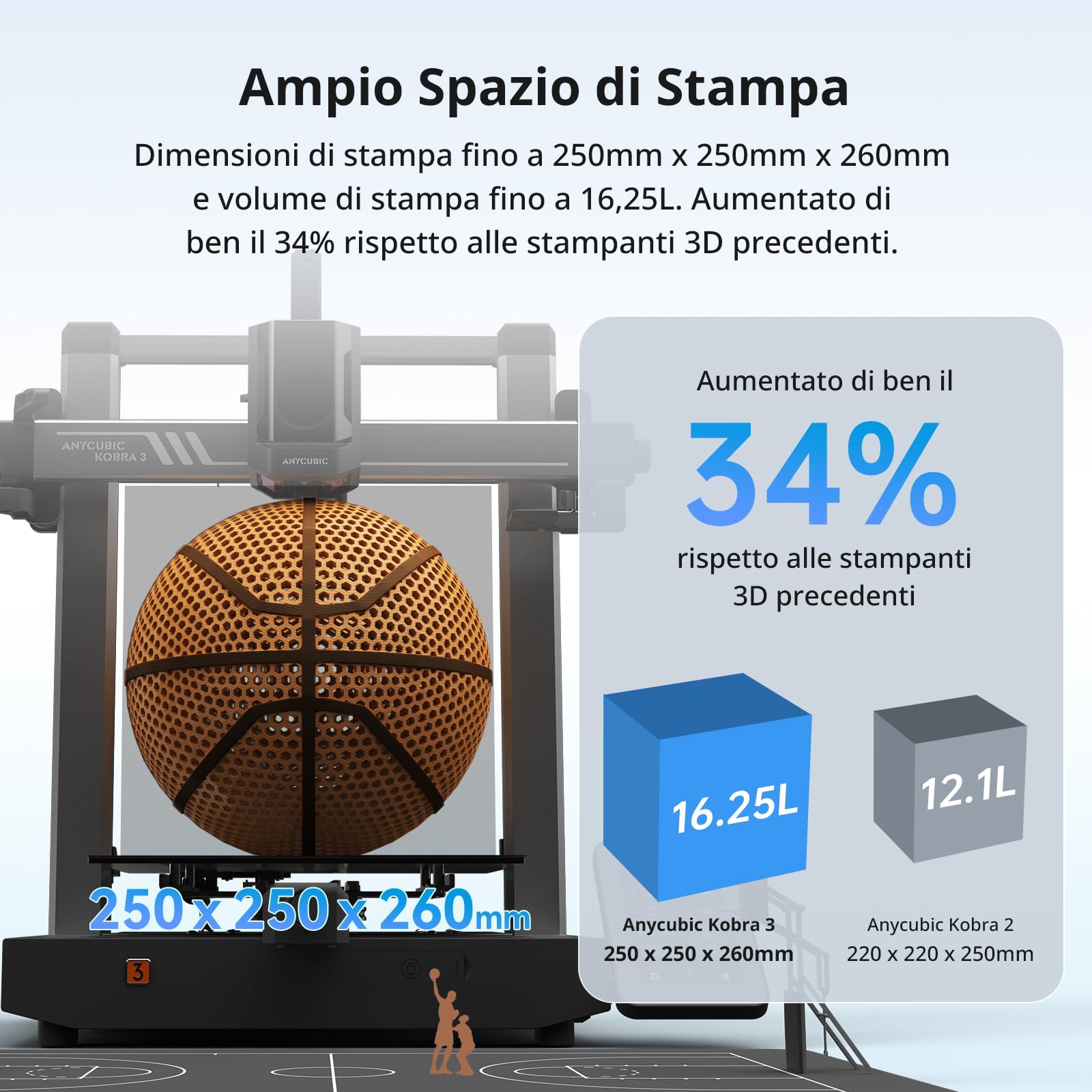 ANYCUBIC Kobra 3 Combo Stampante 3D Intelligente per la Stampa Multicolore (da 4 a 8 Colori), Stampante 3D FDM ad Alta Velocità di 600 mm/s,Grande Volume di Stampa 250 * 250 * 260mm