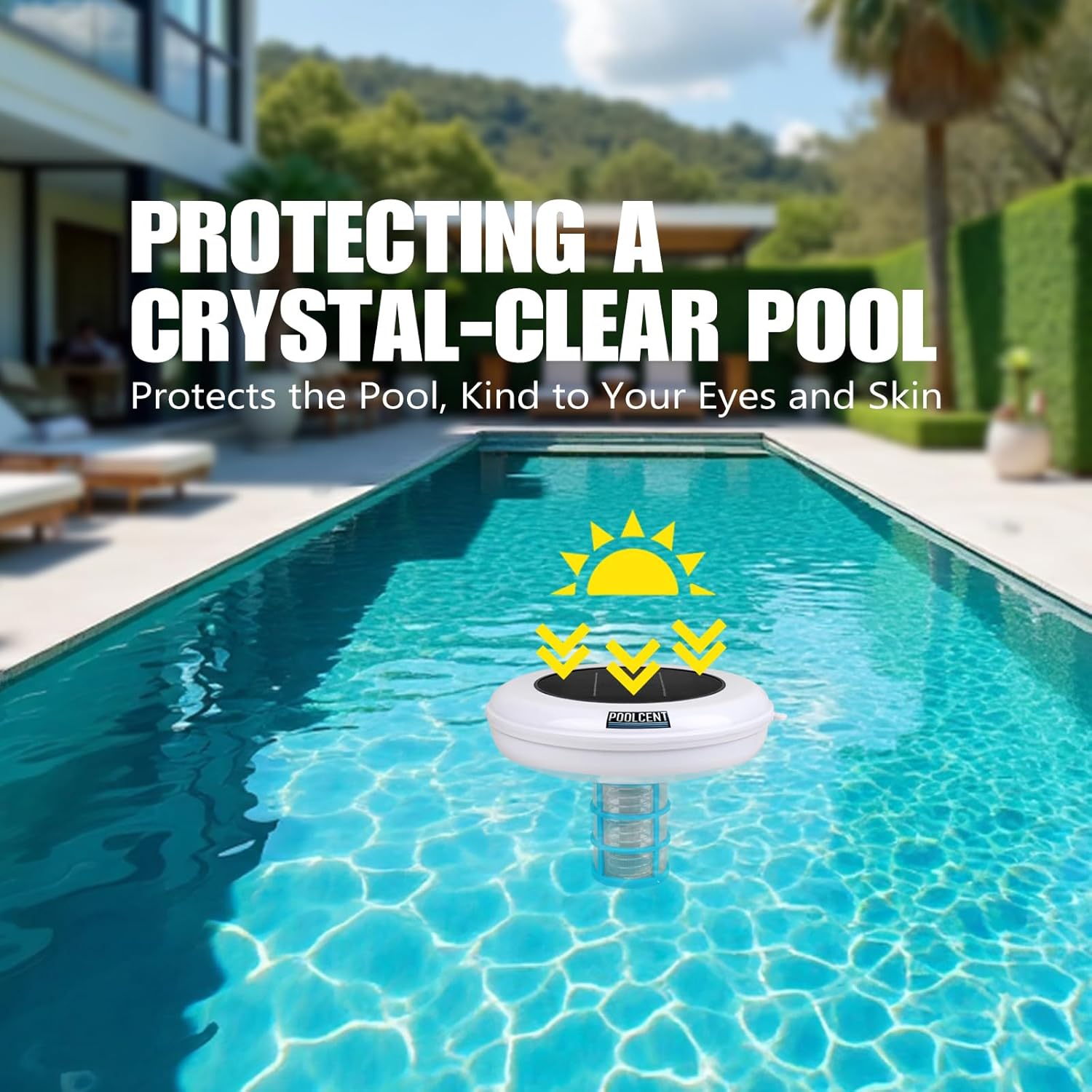Solar Pool Purifier Ionizer-Floating Pool Cleaner with Copper Anode, Large Panel, Keeps Water Clear,for Pools Up to 22000 Gallons