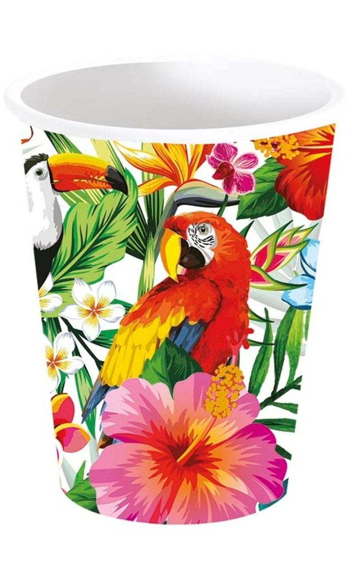 FIESTAS GUIRCA | 6 Disposable Hawaii Glasses (8.5 oz) (3.5 in) - Table Decoration for Hawaiian Parties and Graduations - Ideal for Summer Celebrations and Tropical Events - Multicoloured