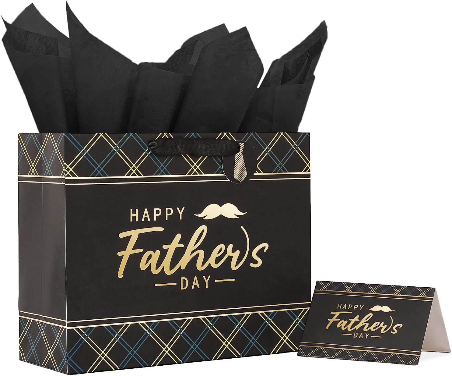 souloduce 13 Inch Father’s Day Gift Bags, Including Greeting Card and Tissue Paper - Ideal for the Best Dad Ever, Perfect for Birthdays, Father’s Day, Celebrations, and Thank You Occasions (1 Pack)