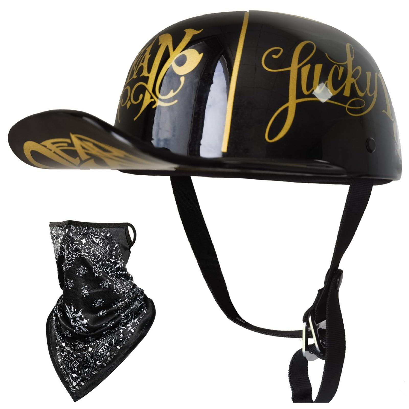 Baseball Cap Motorcycle Helmet Personalized Half Helmet for Men and Women Open Face Motorbike Helmet with Sun Protection Face Towel DOT/ECE Approved Retro Scoop Helmet L(56-58CM) : Everything Else