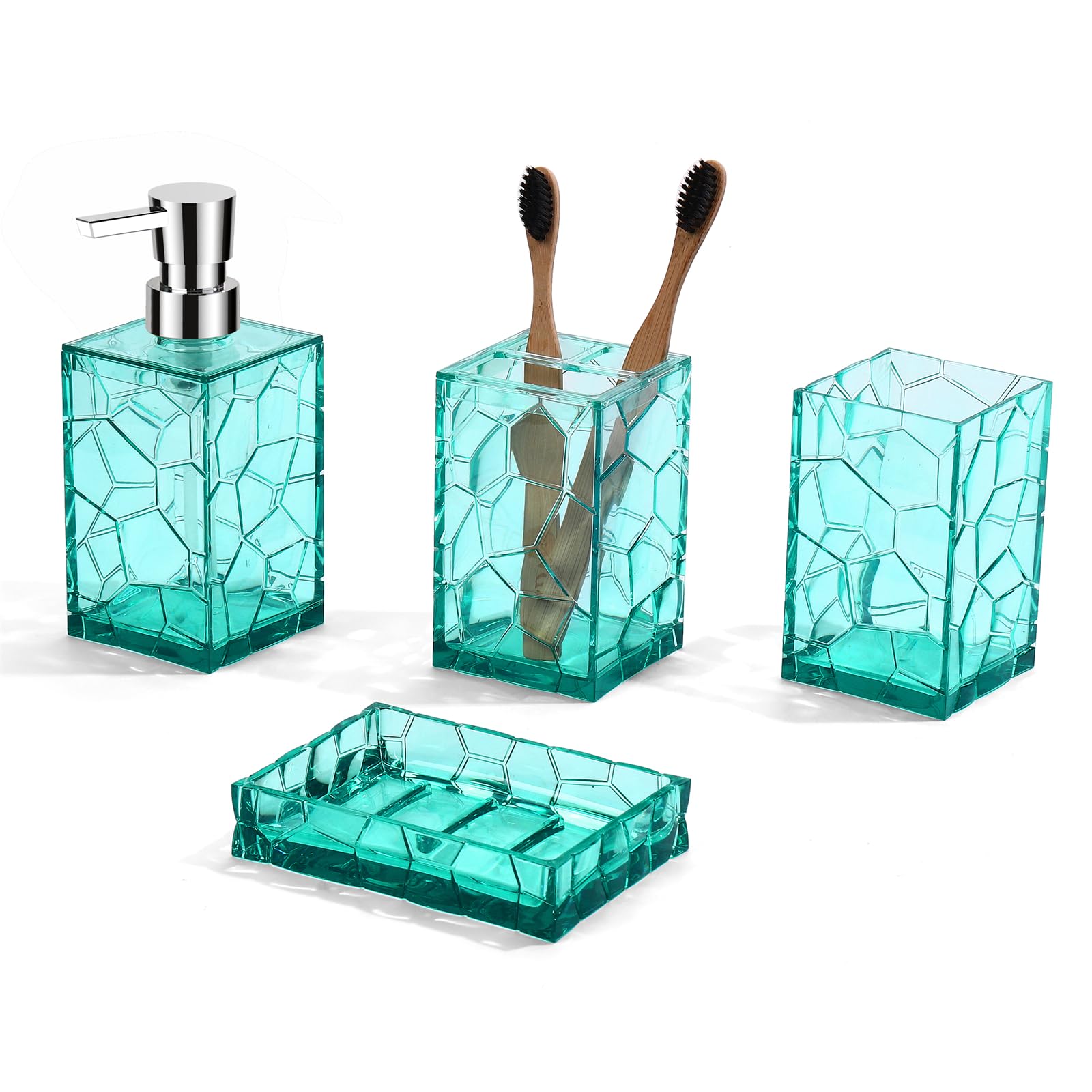 GAHEFY Teal Blue Acrylic Bathroom Set