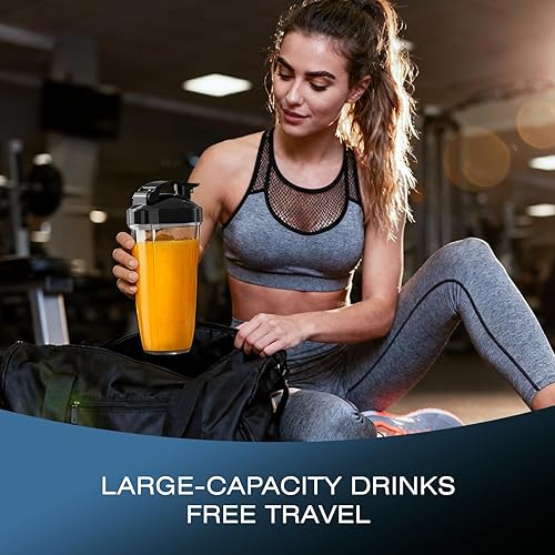 Miniatura 9 de Nahida Licuadora para batidos, licuadora de batidos de 1200 W para triturar hielo, licuadoras con (2) cuchillas de 6 aletas, licuadoras personales