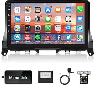 Android Car Stereo for Mercedes Benz C-Class 3 C180 C200 C230 C250 C300 C350 W204 S204 2006-2011 with GPS Navigation, 9 Inch Touch Screen Car Radio with Bluetooth FM WiFi Mirror Link Backup Camera