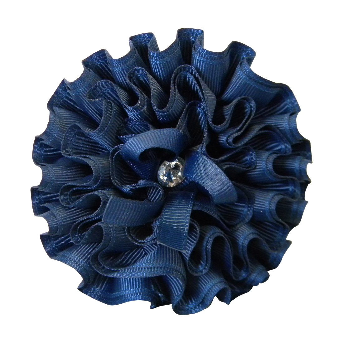 Navy Ruffle Flower Holiday Dressy Hair Clip Beauty