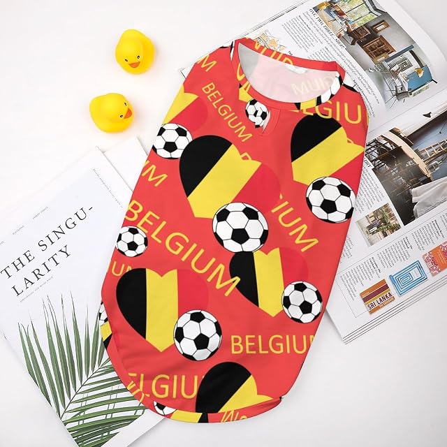 Foto 3 de 8 de Camisetas de Perro de fútbol de Bélgica Love, Ropa Estampada para Mascotas, Camisetas de Verano