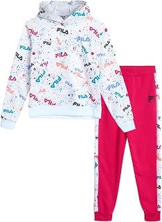 Girls' Active Sweatsuit Set - 2 Piece Performance Fleece Hoodie Sweatshirt and Jogger Sweatpants - Activewear Set, 7-12