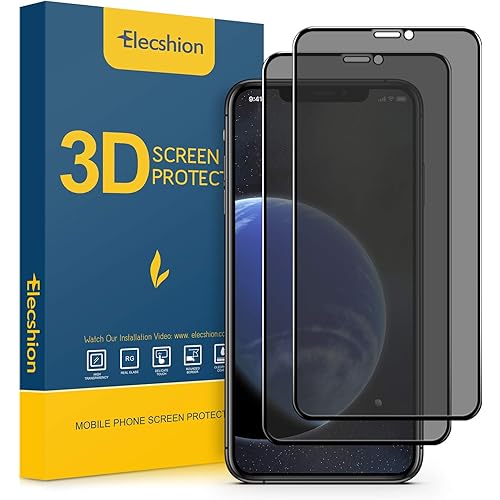 Elecshion (Full-Coverage) Privacy Screen Protector (2 Pack) for 2019 iPhone 11 Pro Max / 2018 iPhone Xs MAX, True 28° (Case Friendly) Anti-spy Tempered Glass with Easy Installation Tray(6.5 '')
